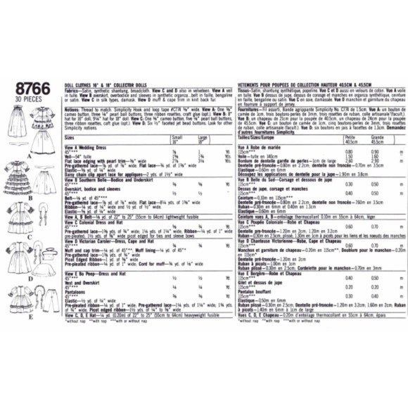 Vintage ©1993 Simplicity 8766 - American Girl Doll Clothes Pattern - Picture 2 of 2